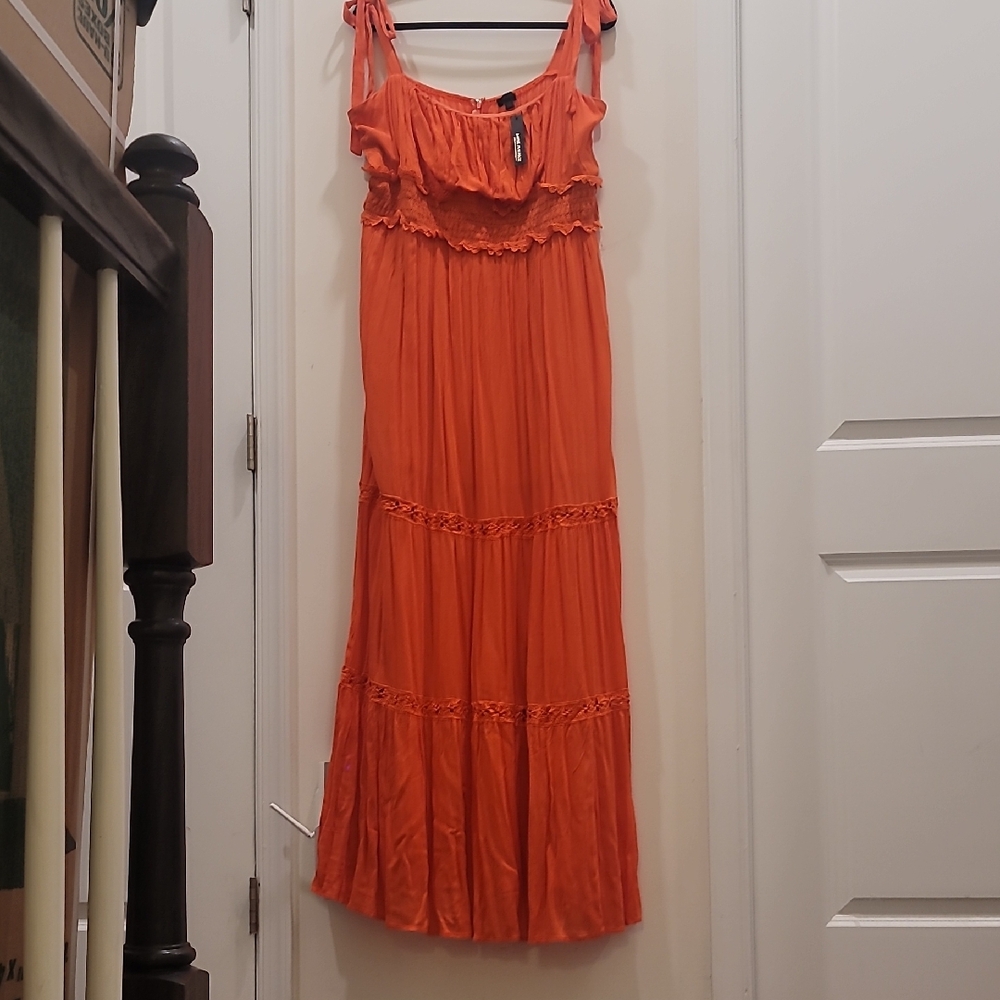 Miss Avenue Orange Spaghetti Strap Sundress